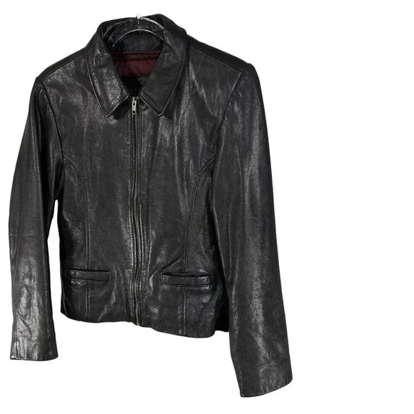 FIRST Genuine Leather VTG Women S Black Moto Biker Jacket Removable Liner Grunge - Picture 7 of 16